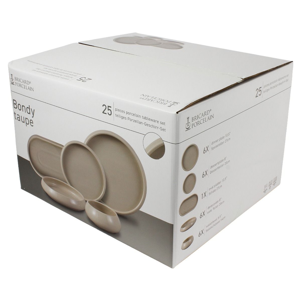 Bricard Porseleinen Borden Set – 25-delig – Bondy Taupe