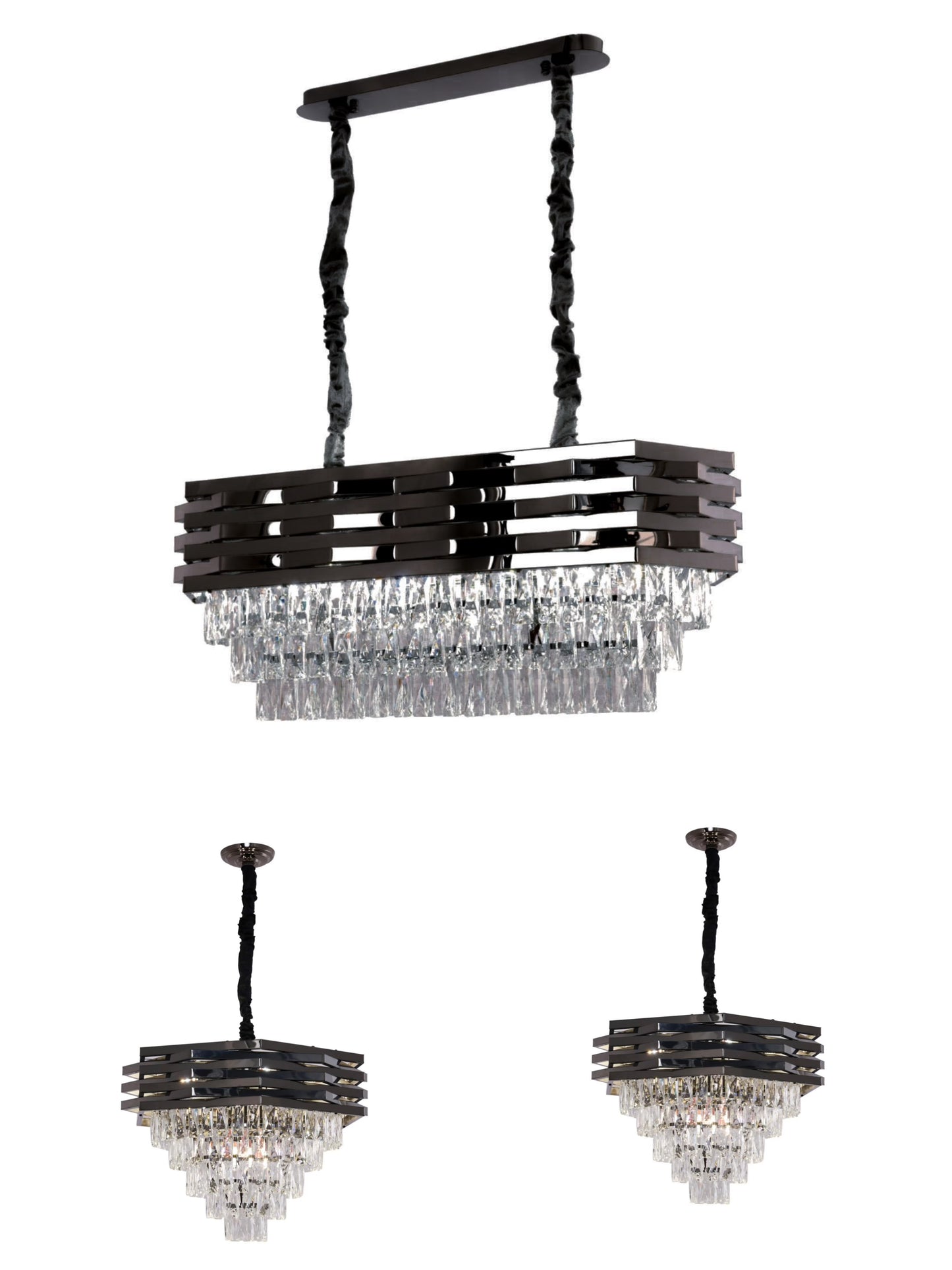 Antraciet Kristal Hanglamp – Luxe Modern Design