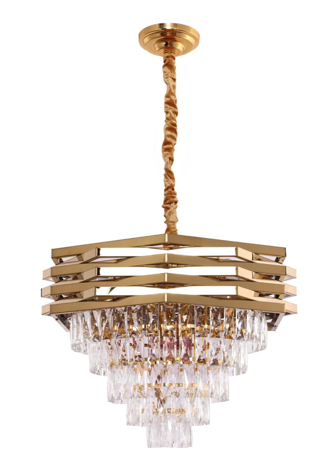 Combi Deal – Luxe Gouden Kristallen Hanglampen (40 cm + 60 cm + Eettafelmodel) | RVS | E14 Fitting