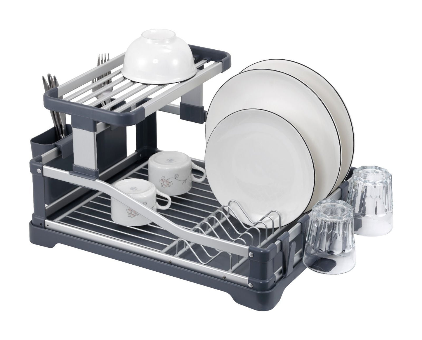 Grijze RVS Afdruiprek – Extra Stevig – 2-laags