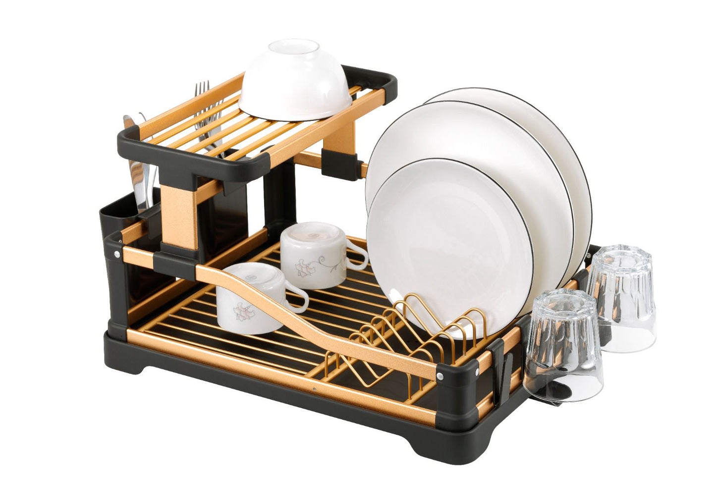 Goud/Zwarte RVS Afdruiprek – Extra Stevig – 2-laags