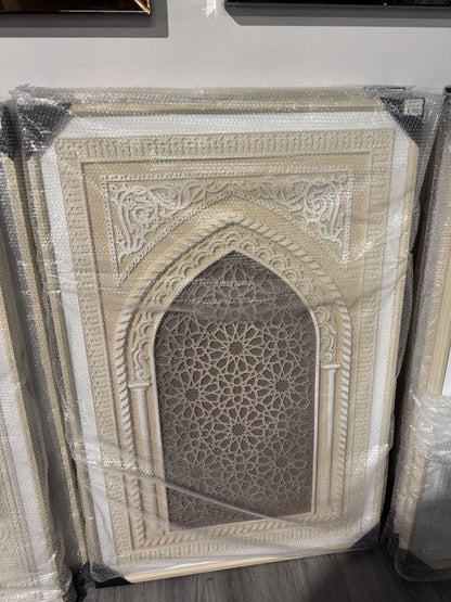 Wanddecoratie Marokkaanse Boog – Beige Reliëf | 80 × 120 cm