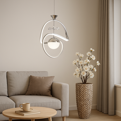 Moderne Zilveren LED Hanglamp – Dimbaar met Afstandsbediening