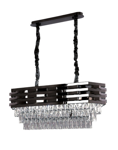 Combi Deal – Luxe Antraciet Kristallen Hanglamp Set (50 cm + 60 cm + Eettafelmodel) | RVS | E14