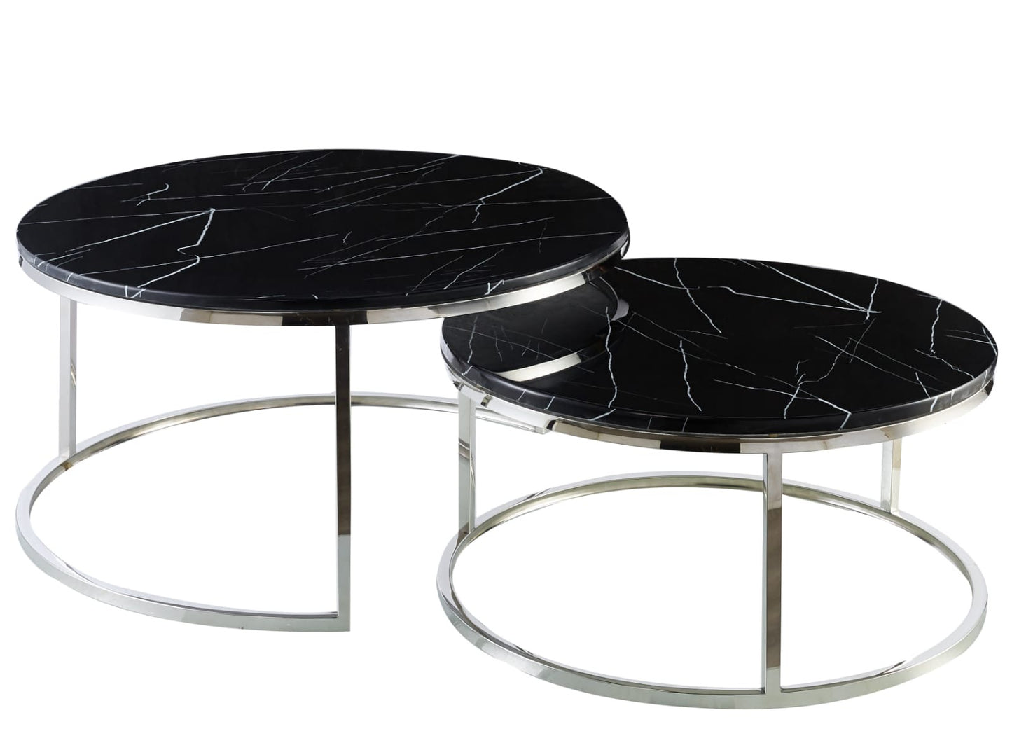 Doblo Salontafel Set – Marmerlook Zilver