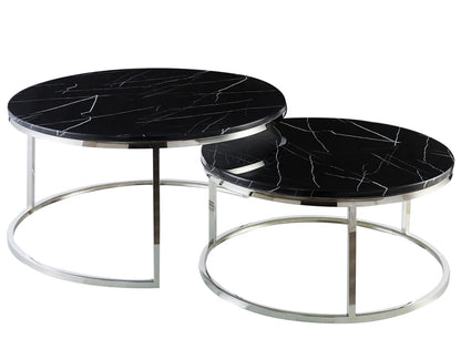 Doblo Salontafel Set – Marmerlook Zilver