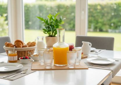 Glazenset met Karaf – Ribbelglas met Gouden Rand (7-delig)