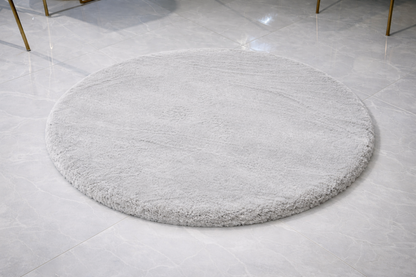Rond Fluffy Vloerkleed Licht Grijs – Ø 120 cm