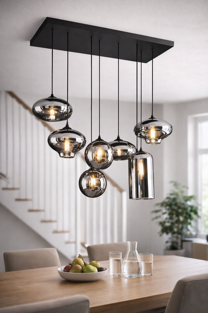 Design Hanglamp met Smoke Glas – 7 Lichtpunten