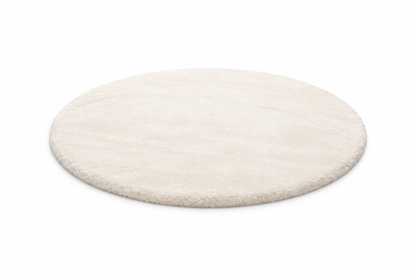 Rond Fluffy Vloerkleed Gebroken wit – Ø 120 cm
