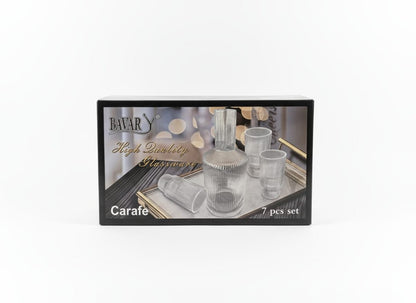 Glazenset met Karaf – Ribbelglas met Gouden Rand (7-delig)