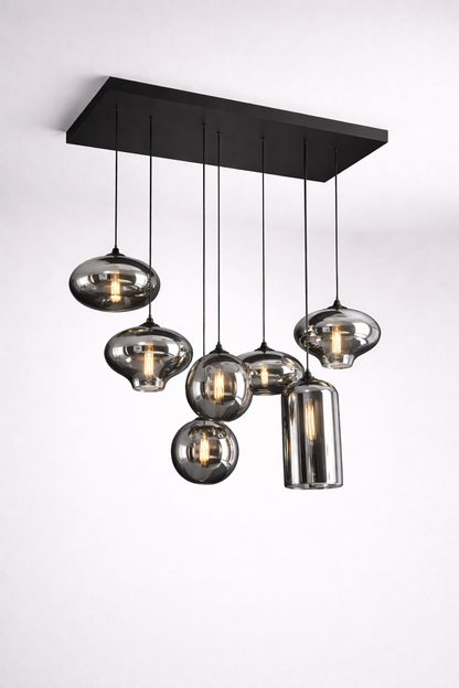 Design Hanglamp met Smoke Glas – 7 Lichtpunten