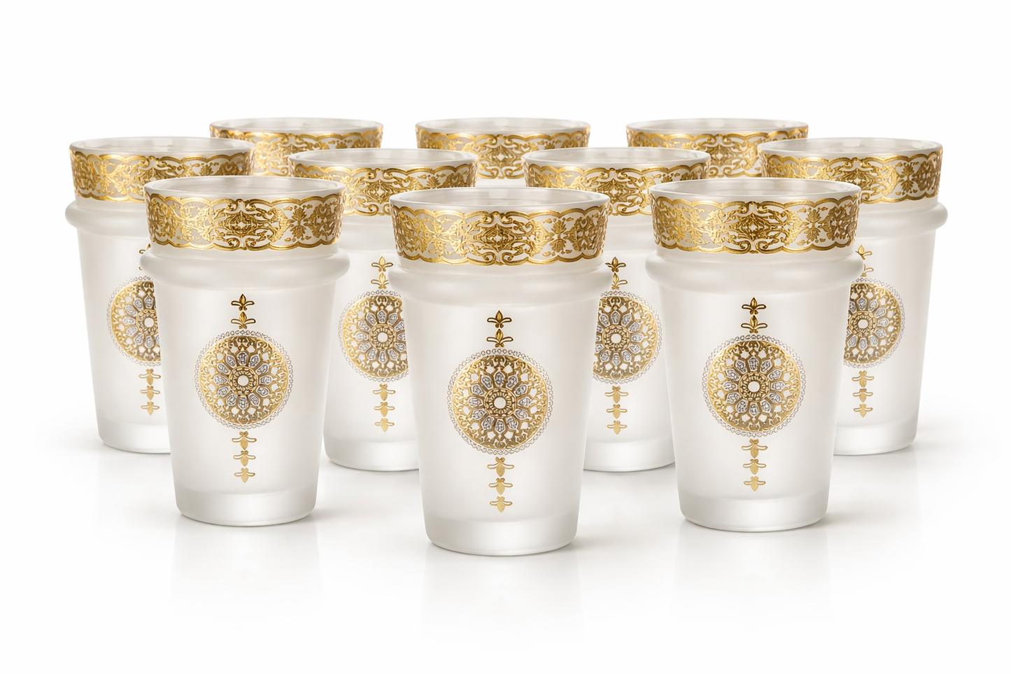 Theeglazen – Mat Glas met Goud & Zilver (Set van 12)