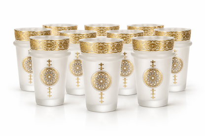 Theeglazen – Mat Glas met Goud & Zilver (Set van 12)