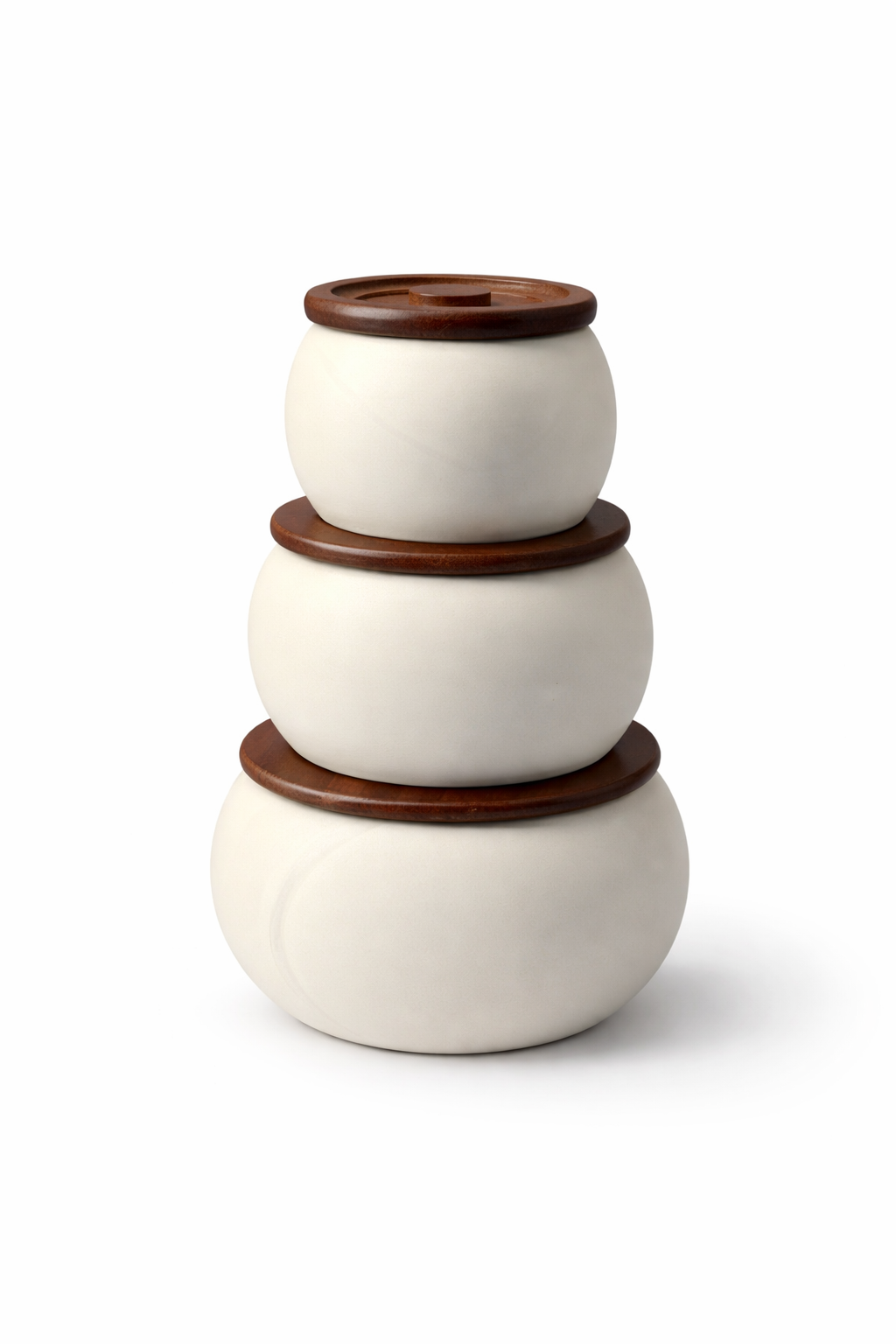 Terra Porseleinen Voorraadpotten Set met Houten Deksels – 3-delig