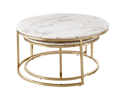 Doblo Salontafel Set – Marmerlook met Goud