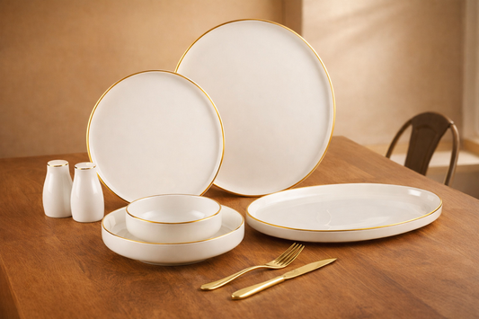 27-delige Serviesset met Gouden Rand – Fine Porcelain