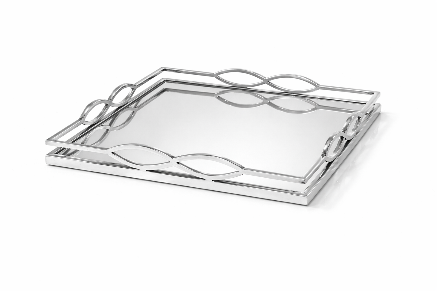 Vierkant Spiegel Dienblad 40 × 40 cm met Zilverkleurig Frame