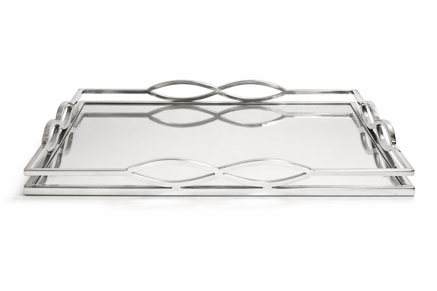 Rechthoekig Spiegel Dienblad met Zilverkleurig Frame