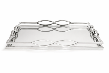 Rechthoekig Spiegel Dienblad met Zilverkleurig Frame