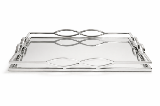 Rechthoekig Spiegel Dienblad met Zilverkleurig Frame