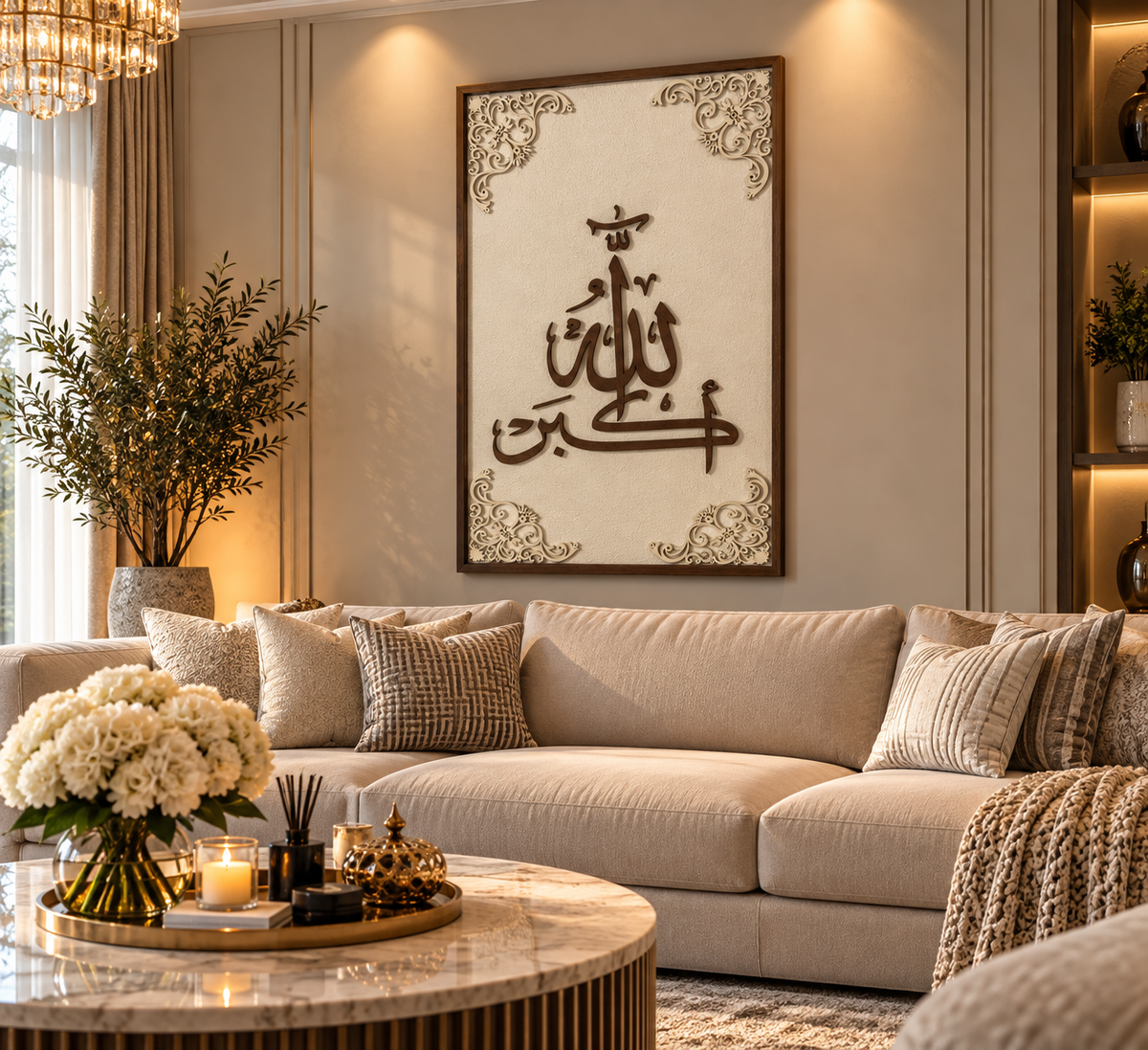 Wanddecoratie – Beige & Donkerbruin ALLEEN AFHALEN