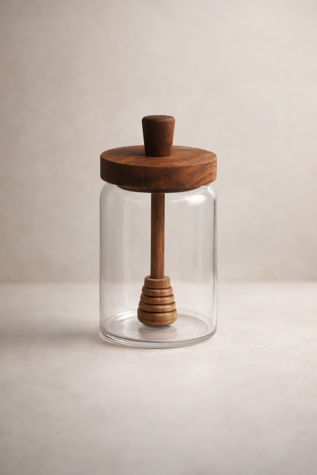 Glazen Honingpot - Houten Deksel en Honinglepel