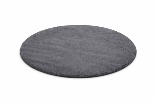 Rond Fluffy Vloerkleed Donkergrijs– Ø 120 cm