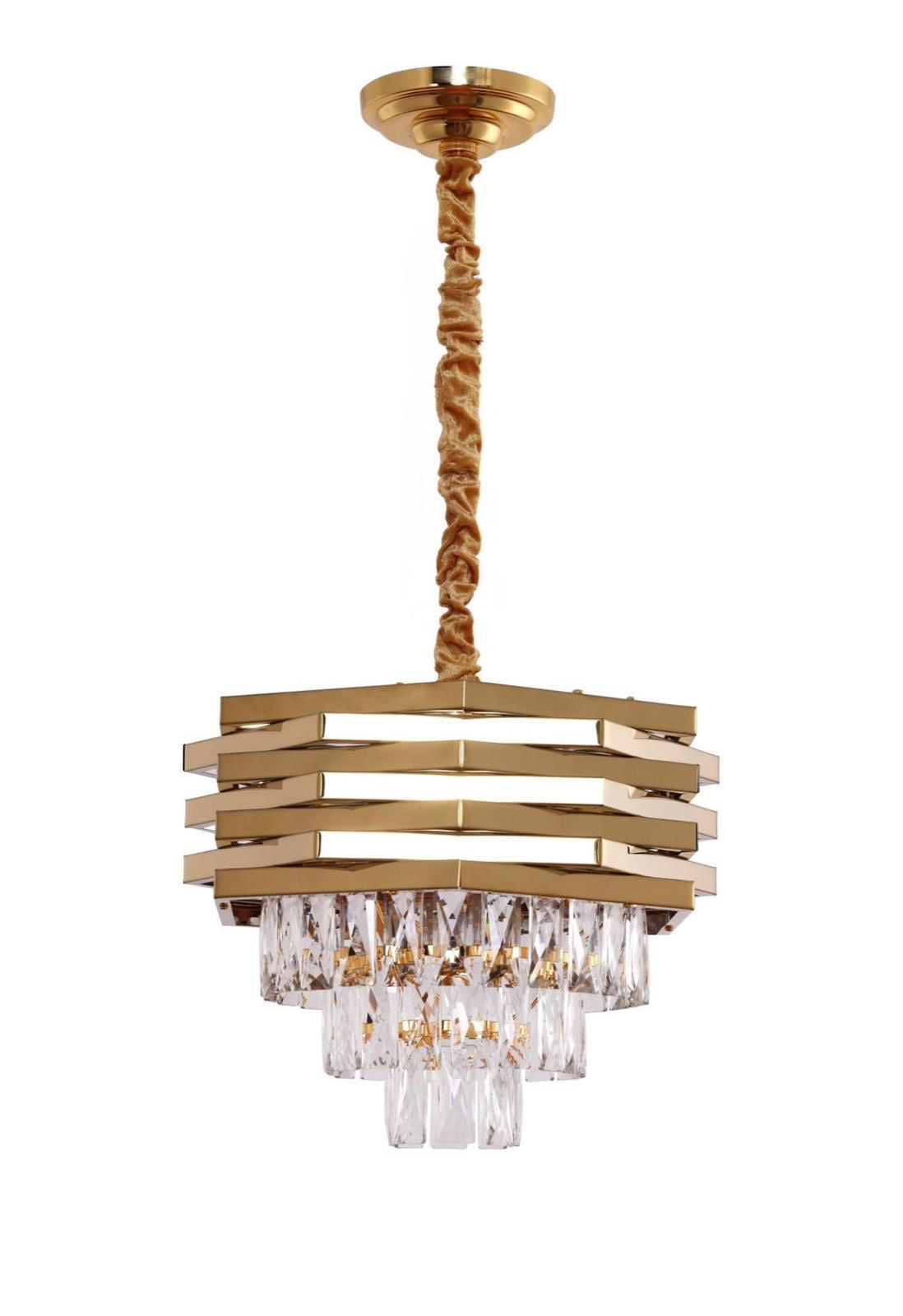 Combi Deal – Luxe Gouden Kristallen Hanglampen (40 cm + 60 cm + Eettafelmodel) | RVS | E14 Fitting
