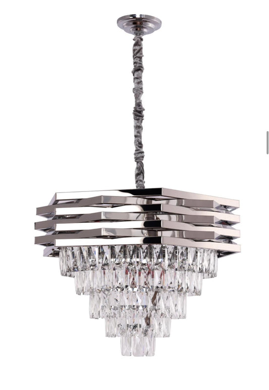 Zilveren Kristal Hanglamp – Luxe Modern Design