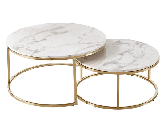 Doblo Salontafel Set – Marmerlook met Goud