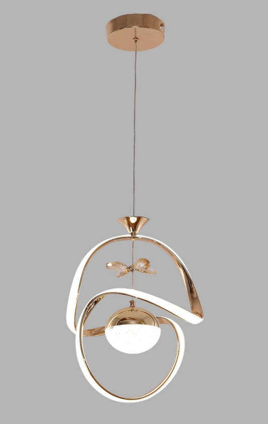 Moderne Gouden LED Hanglamp – Dimbaar met Afstandsbediening