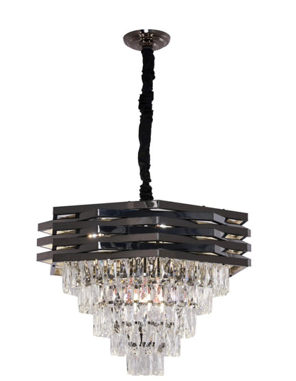 Combi Deal – Luxe Antraciet Kristallen Hanglamp Set (50 cm + 60 cm + Eettafelmodel) | RVS | E14