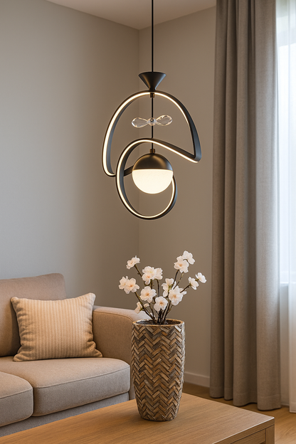 Moderne Zwarte LED Hanglamp – Dimbaar met Afstandsbediening