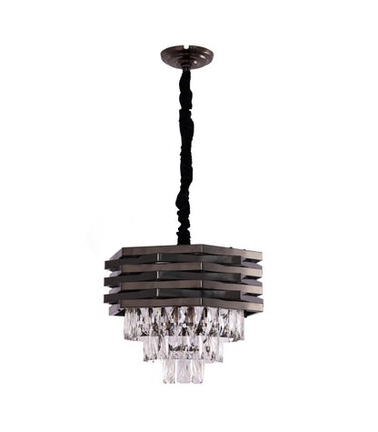 Combi Deal – Luxe Antraciet Kristallen Hanglamp Set (40 cm + 60 cm + Eettafelmodel) | RVS | E14