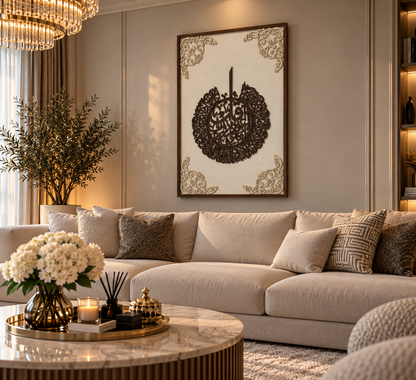 Wanddecoratie met Arabische Kalligrafie – Beige & Donkerbruin ALLEEN AFHALEN