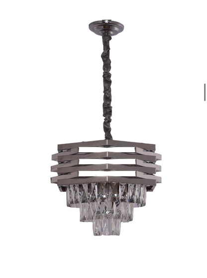 Combi Deal – Luxe Zilveren Kristallen Hanglamp Set (40 cm + 60 cm + Eettafelmodel) | RVS | E14