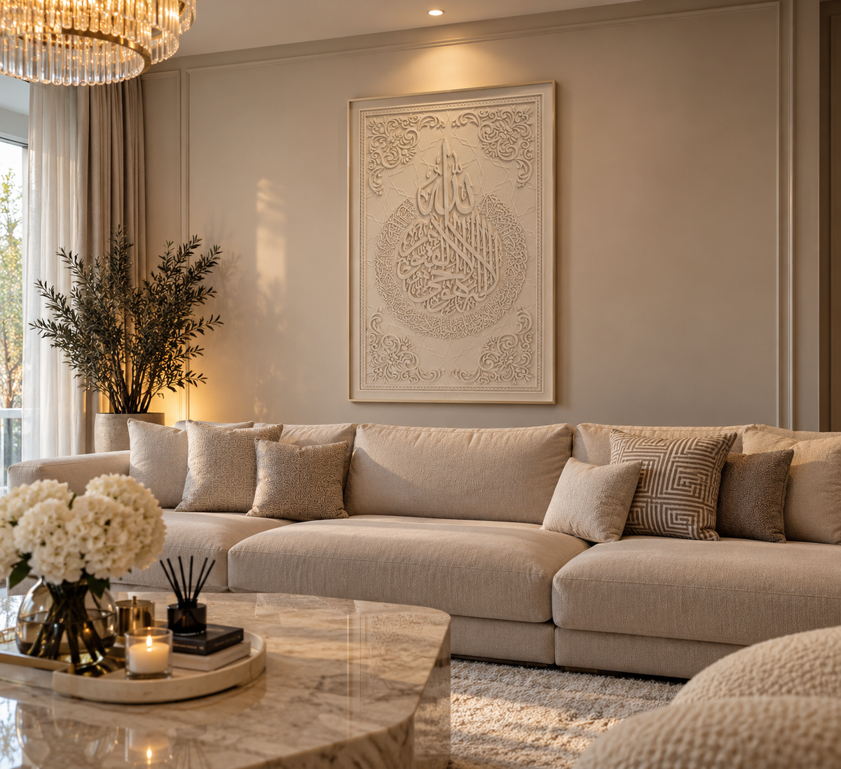 Wanddecoratie – Beige Reliëf | 80 × 120 cm