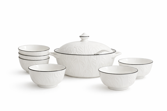 Porseleinen Soepset Flower – 8-delig