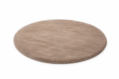 Rond Fluffy Vloerkleed Taupe – Ø 120 cm