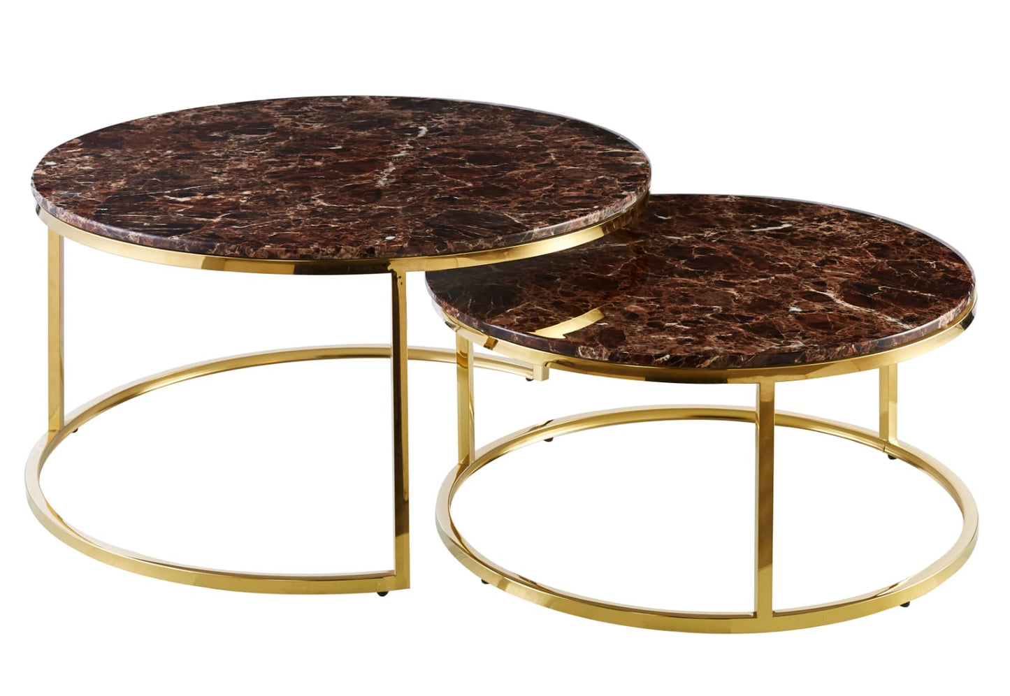 Doblo Salontafel Set – Marmerlook Goud Bruin