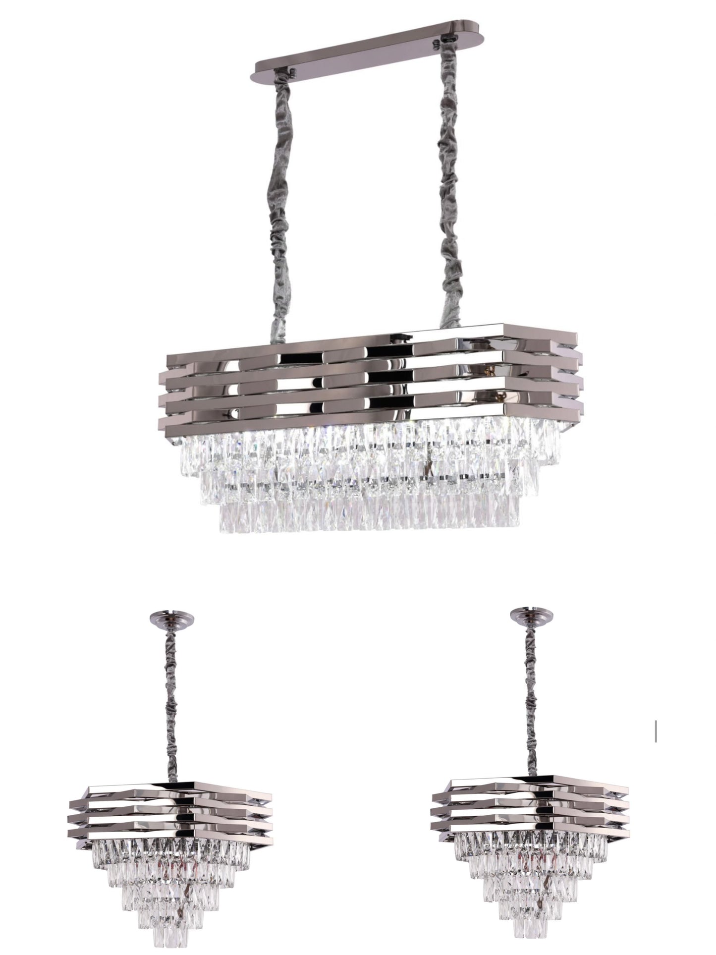 Zilveren Kristal Hanglamp – Luxe Modern Design