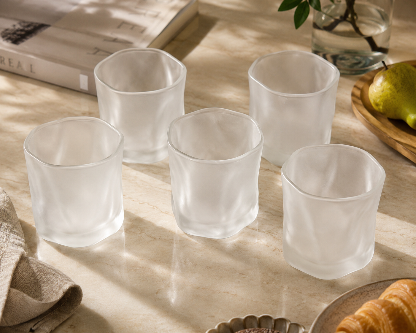 Frosted Diamond Glazen – Set van 6