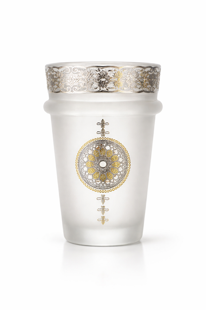 Theeglazen – Mat Glas met Zilveren Decoratie