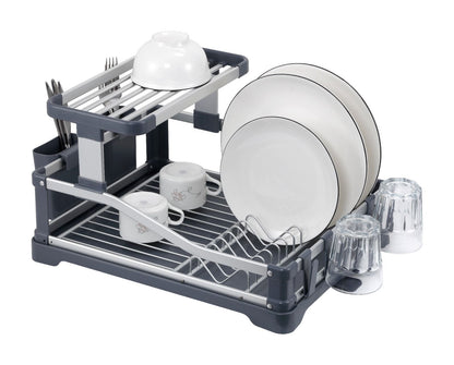 Grijze RVS Afdruiprek – Extra Stevig – 2-laags