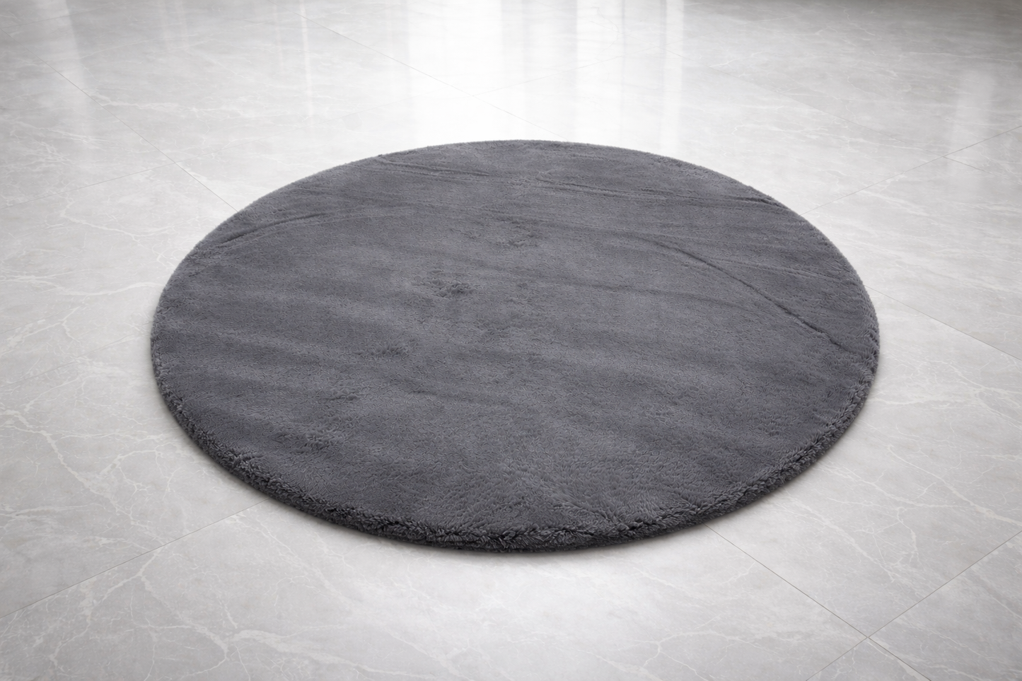 Rond Fluffy Vloerkleed Donkergrijs– Ø 120 cm