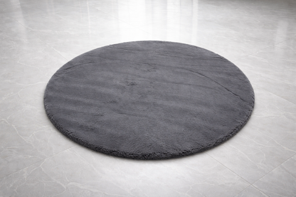 Rond Fluffy Vloerkleed Donkergrijs– Ø 120 cm