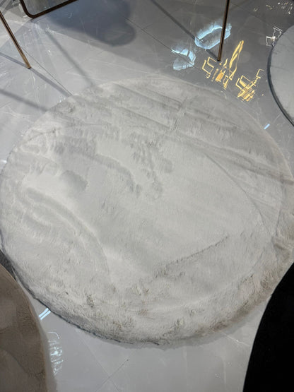 Rond Fluffy Vloerkleed Licht Grijs – Ø 120 cm