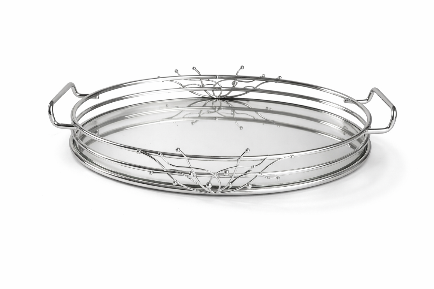 Rond Spiegel Dienblad met Zilverkleurig Frame