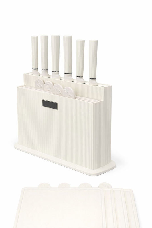 10-delige Messen- & Snijplankenset – Beige